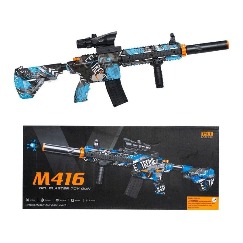 Pistola Metralleta Hidrogel M416 Mira Láser Táctico Premium